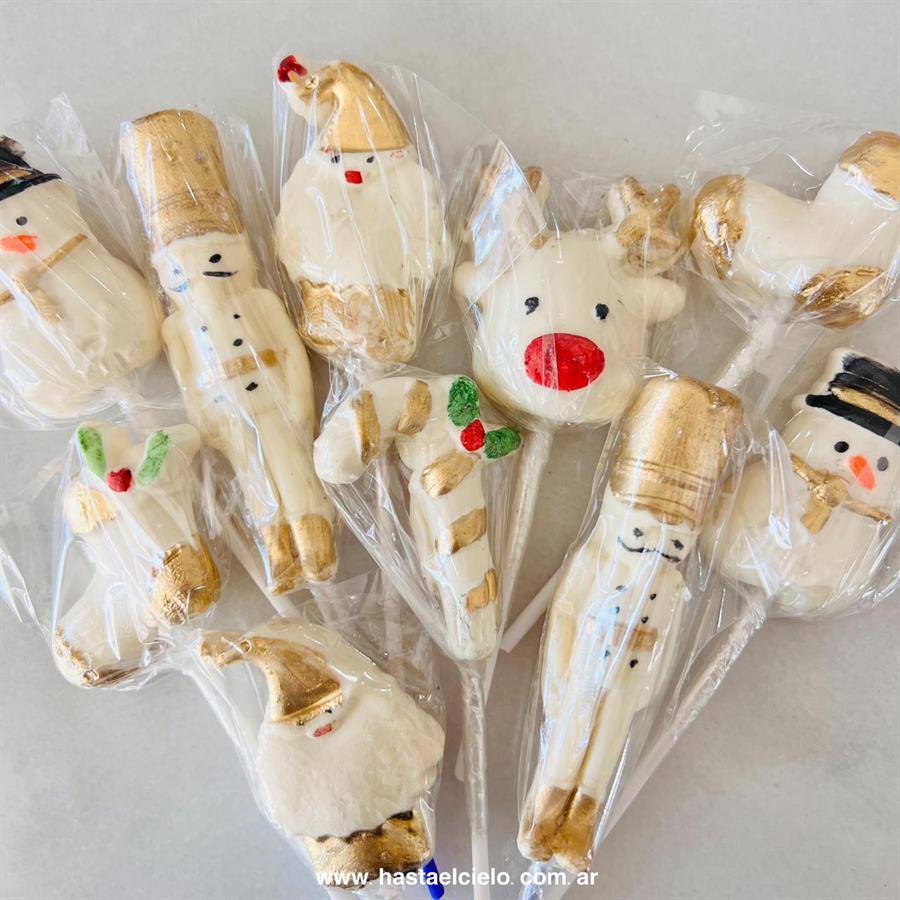 CHUPETIN PALETA DE CARAMELO NAVIDAD DORADA X 10 UNIDADES