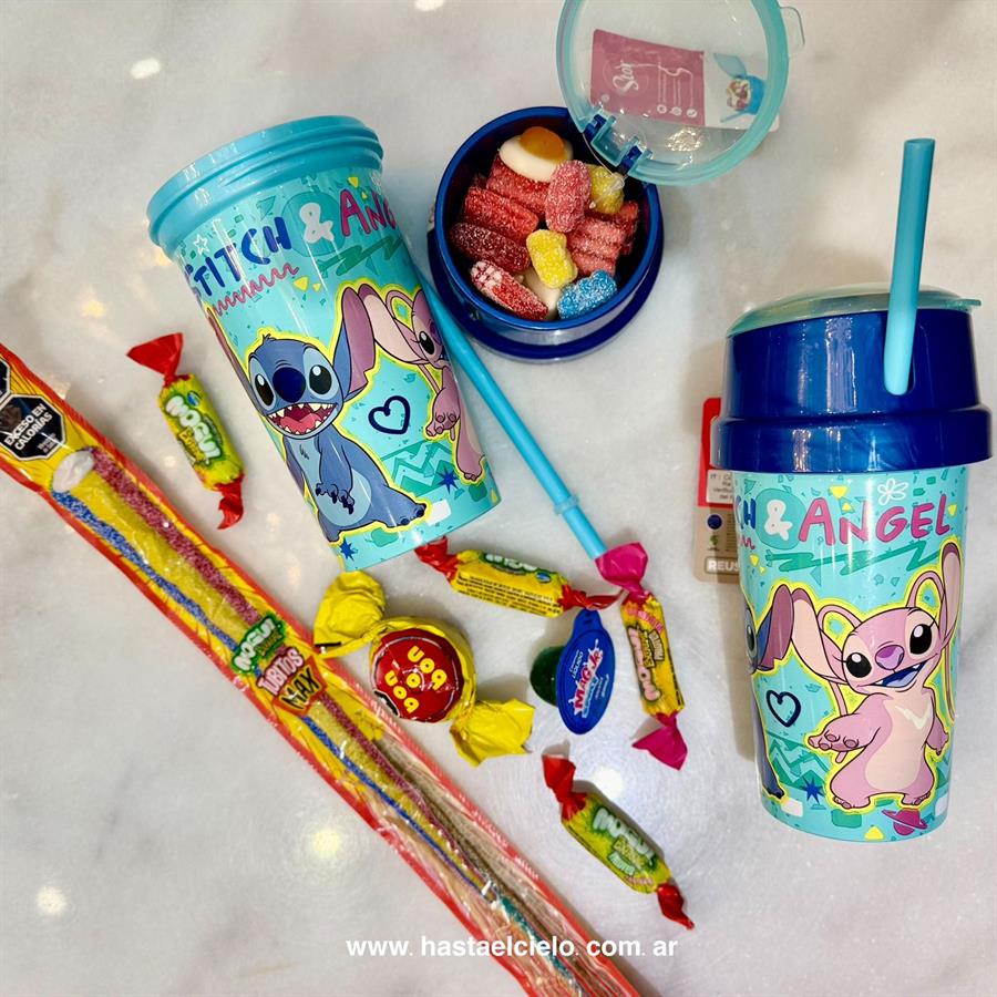 VASO DIVISION CON GOLOSINAS STICH.