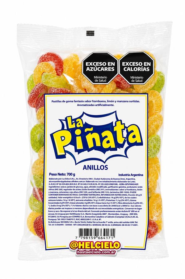 PIÑATA GOMITA ANILLITOS DULCES X 700GR.