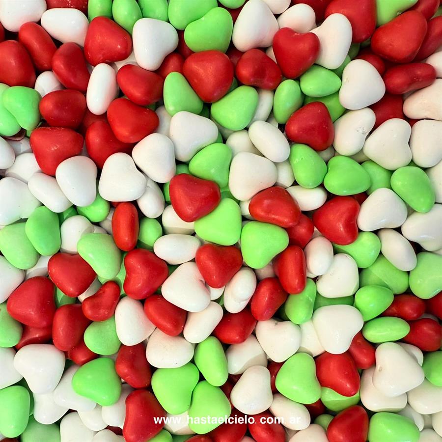 CORAZONCITOS DE CHOCOLATE CONFITADAS NAVIDEÑO X 200GR