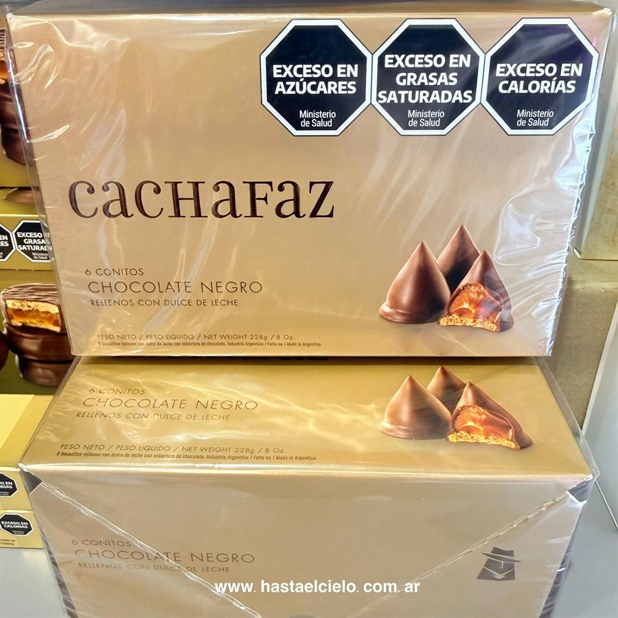 CAJA CONITOS DE DULCE DE LECHE CUBIERTO EN CHOCOLATE CACHAFAZ X 6 UNIDADES