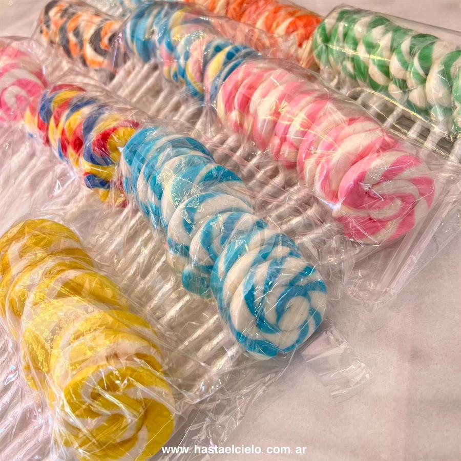 BULTO PALETAS CHICAS DE CARAMELO 5CM X 100 UNIDADES COLORES SURTIDOS.