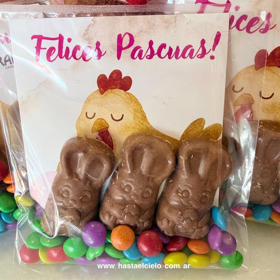 BOLSITA  3 CONEJITOS CHOCOLATE