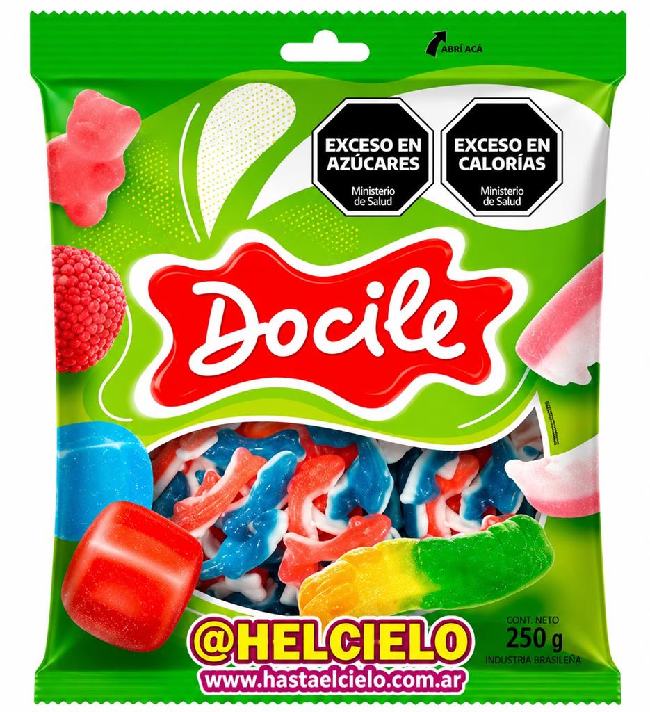 DOCILE GOMITA TIBURON ROJO Y AZUL  X 250GR