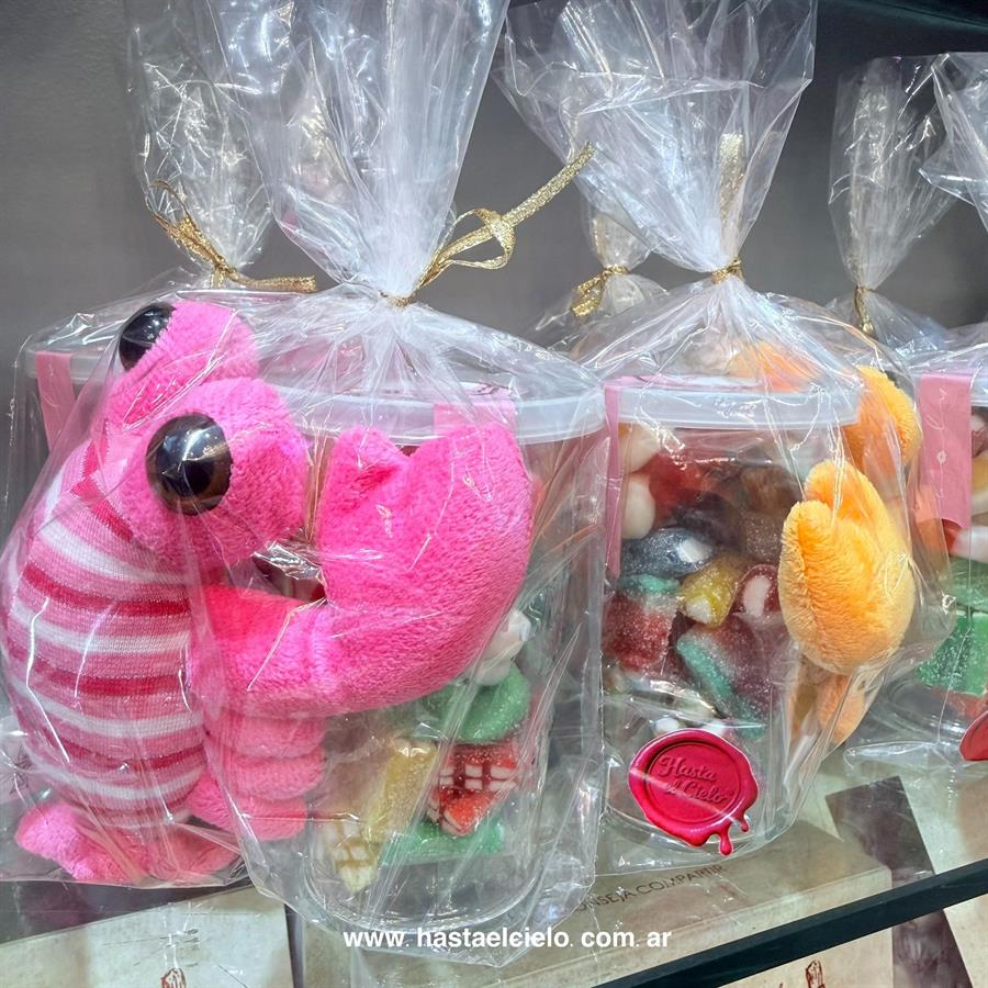 VASO CON PELUCHE LANGOSTA MARINA