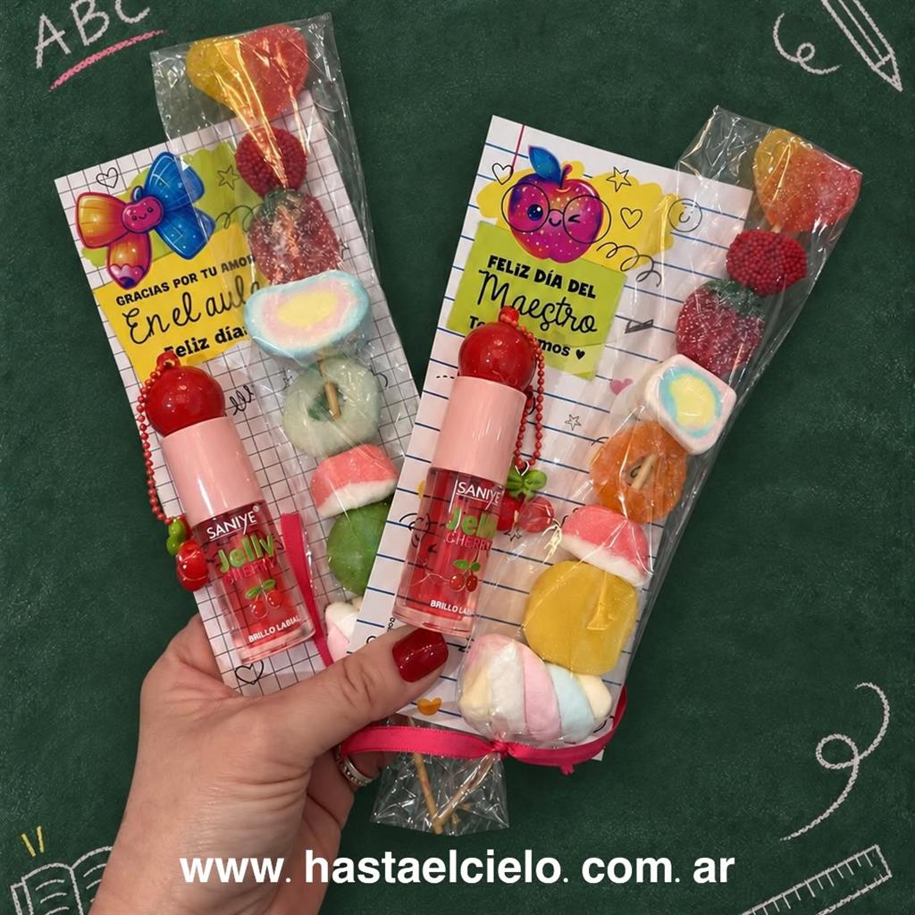 PINCHO GOMITAS CON LABIAL LLAVERO MAESTRA