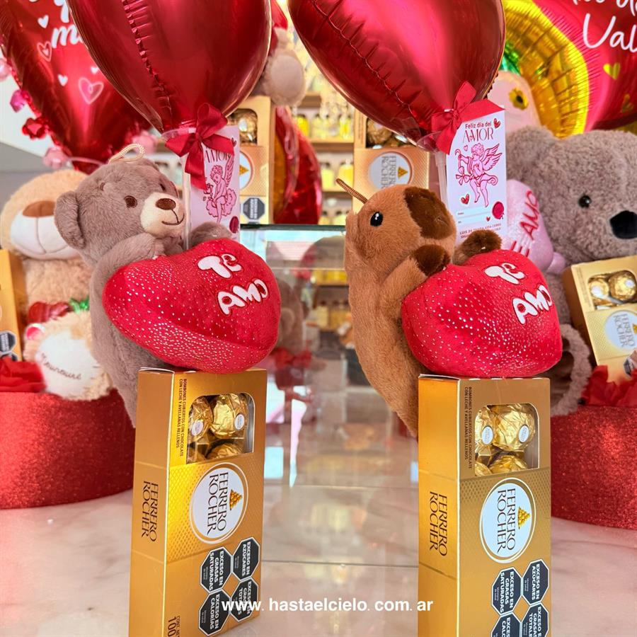 ARREGLO FERRERO OSO CORAZON TE AMO