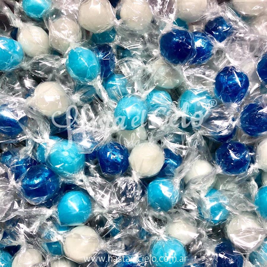 CARAMELO BOLITA MIX DE AZULES PERLADO EN CELOFÁN